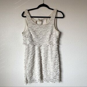 NWT Cooperative cream scalloped lace shift dress M